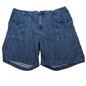 Basic Editions Cargo Denim Shorts Men 2XL Blue Jean Cotton Elastic Waist Utility